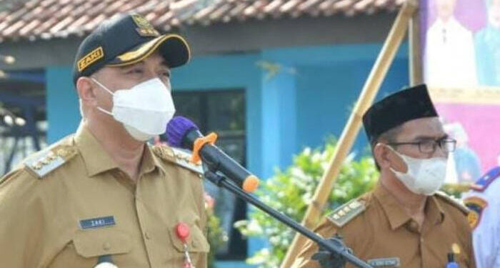 Bupati Tangerang Ahmad Zaki Iskandar saat menghadiri apel Senin pagi di Kecamatan Panongan, Senin (24/10/2022).