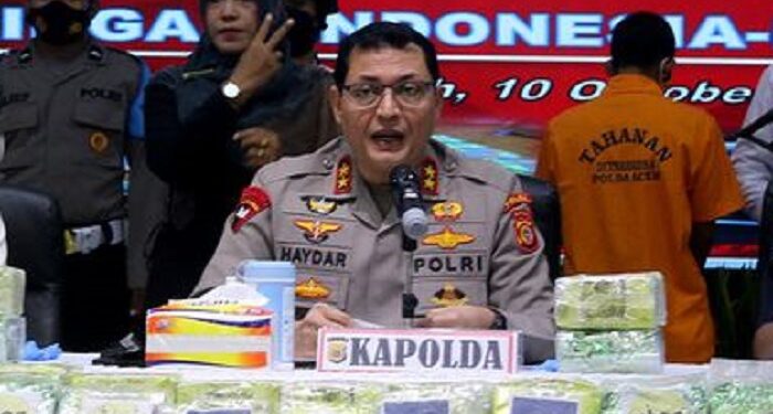Kapolda Aceh Irjen Pol Ahmad Haidar, saat konferensi pers di Mapolda Aceh, Senin (10/10/2022). ISTIMEWA