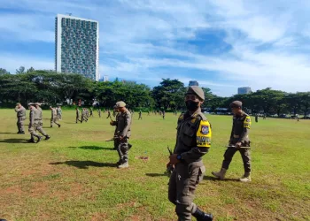 Jelang Pesta Rakyat HUT Ke-14 Tangerang Selatan, Ratusan Anggota Satpol PP Tangsel Operasi Semut Bersihkan Lapangan Sunburs BSD