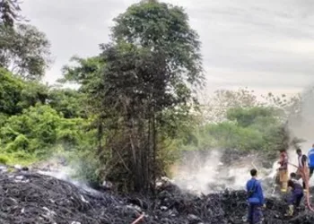 Lapak Limbah Karet Fanbelt di Rajeg Tangerang Terbakar
