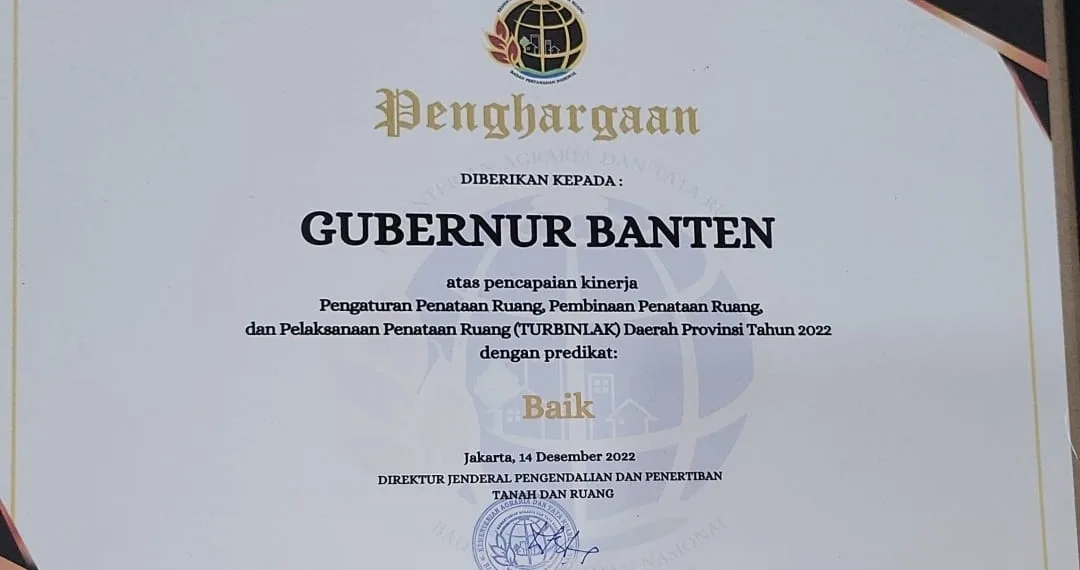 Gubernur Banten Raih Penghargaan Penataan Ruang