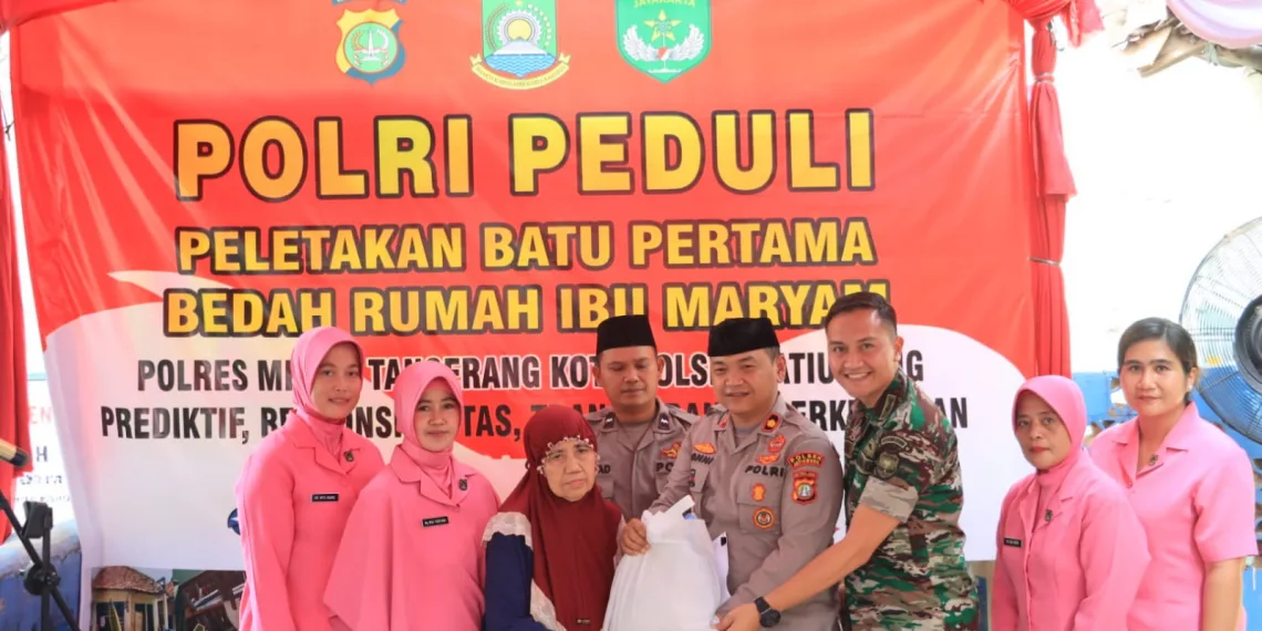 Polres Metro Tangerang Kota Lakukan Peletakan Batu Pertama Bedah Rumah di Cibodas