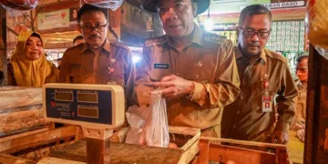 Daging Ayam dan Telur Fluktuatif, Pj Gubernur Banten Al Muktabar Sidak Pasar Rau Kota Serang