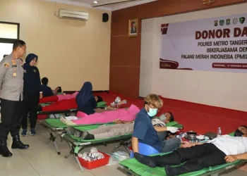 Stok Menipis, Polres Metro Tangerang Kota Gandeng PMI Gelar Donor Darah