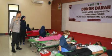 Stok Menipis, Polres Metro Tangerang Kota Gandeng PMI Gelar Donor Darah
