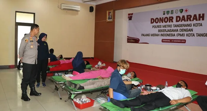Stok Menipis, Polres Metro Tangerang Kota Gandeng PMI Gelar Donor Darah