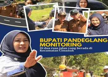 Bupati Pandeglang Monitoring di dua ruas jalan yang berada di kecamatan cimanuk
