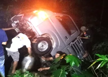Mobil Pengangkut Ikan Jatuh ke Tebing di Tanjakan Abuya Kademangan Tangsel