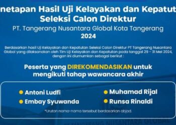 Seleksi Calon Dirut PT Tangerang Nusantara Global  Tinggal Empat Orang