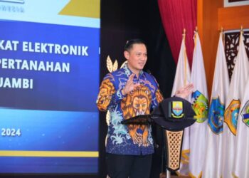 Menteri AHY Resmikan Implementasi Layanan Sertipikat Elektronik di 7 Kabupaten/Kota, Layanan Pertanahan Jambi Fully Digital