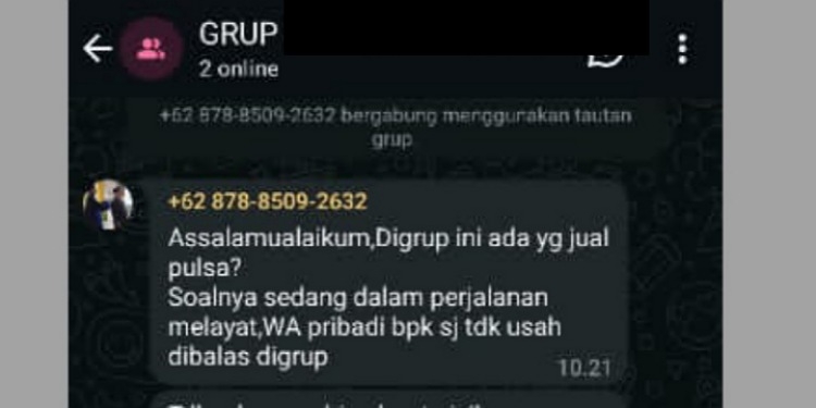 Penipuan dengan Modus "Minta Pulsa" Marak di Grup Mahasiswa Unpam