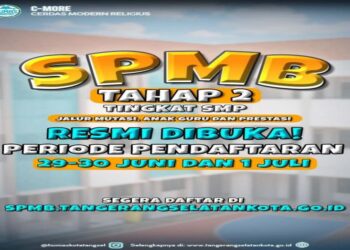 SPMB Tahap II SMP Negeri Tangsel resmi dibuka pada 29 Juni–1 Juli 2026. Pendaftaran meliputi Jalur Prestasi, Mutasi, dan Anak Guru secara online.