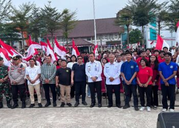 Badan Narkotika Nasional (BNN) mengapresiasi pelaksanaan Kirab Merah Putih di Alun-Alun Pamulang, Tangerang Selatan, Sabtu (22/8/2026). 