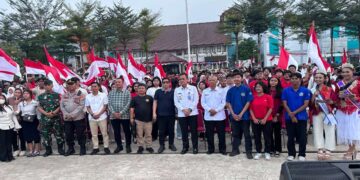 Badan Narkotika Nasional (BNN) mengapresiasi pelaksanaan Kirab Merah Putih di Alun-Alun Pamulang, Tangerang Selatan, Sabtu (22/8/2026). 