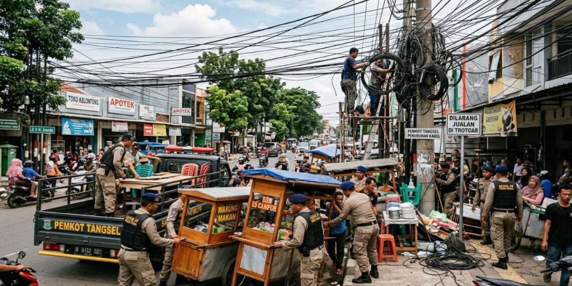 Pemerintah Kota Tangerang Selatan menegaskan komitmennya untuk menertibkan jaringan utilitas kabel optik yang terpasang tanpa izin.