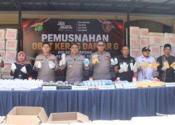 Polres Tangerang Selatan musnahkan 46 juta butir obat keras daftar G hasil pengungkapan kasus besar sepanjang April 2026.
